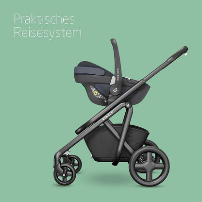 Maxi-Cosi Pebble 360 i-Size Babyschale Drehbar, Neugeborenen Autositz 360 Grad, 0–15 Monate (40–83 cm), Drehung mit einer, ClimaFlow, Easy-In-Gurt, G-CELL Seitenaufprallschutz, Essential Green