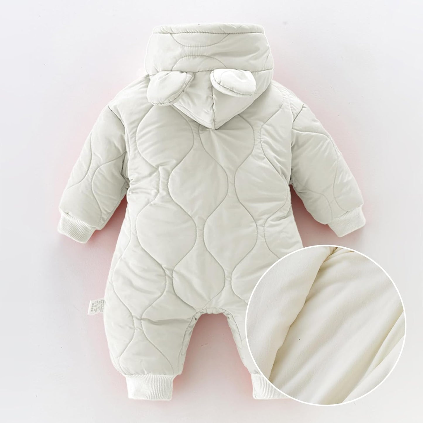 Minizone Baby Winter Jumpsuit with Hood, Romper Snowsuit Boys and Girls, Long-Sleeve Jumpsuit, Warm Outfits, Gift, 6-9 Months, 80 cm, Black