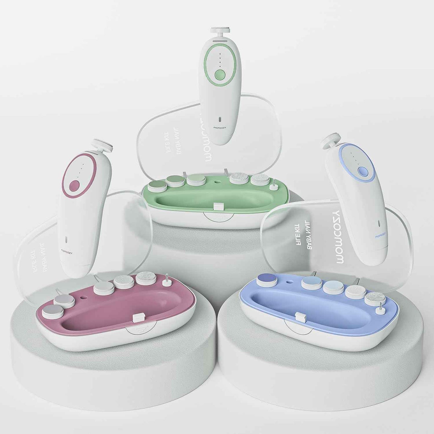 Baby Nagelfeile Elektrisch, Sanfter Baby Nageltrimmer Elektrisch Wiederaufladbar, Baby Nagelknipser Elektrisch, 7 Schleifkopf Ersatzpads