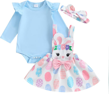ESSECMBS Infant Baby Girl Halloween Romper Skirt 3 Pieces Clothing Set Long Sleeve Ruffle Shoulder Body Braces Pumpkin Ghost Skirt Headband Girls All Saints Clothing