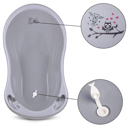 Baby Badewanne mit Gestell 4 Set TÜV Rheinland zertifiziert! Babybadewannen + Baby Badewannensitz +Abfluss + Gestell - Babywanne mit Ständer! Baby Pflegeset für Neugeborene.