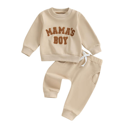 Geagodelia Baby Boys Clothing Outfit Baby Clothing Set Long Sleeve Sweatshirt + Trousers Newborn Soft Baby Set Mama's Boy 2-Piece