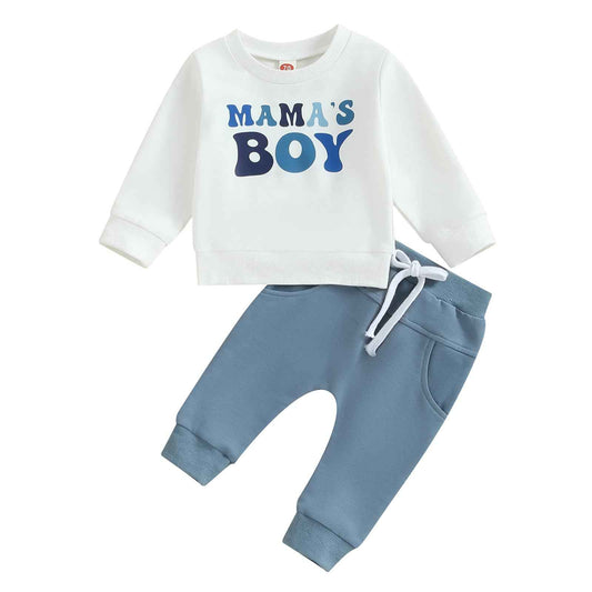 Geagodelia Baby Boys Clothing Outfit Baby Clothing Set Long Sleeve Sweatshirt + Trousers Newborn Soft Baby Set Mama's Boy 2-Piece