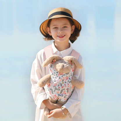 GAGAKU Puppentrage ab 3 Jahre Bauchtrage Babypuppen Zubehör Schultergurte Babytrage Puppe Kleinkind Puppentragetasche Stofftiertrage Kuscheltierträger - Rose - Kaninchengarten