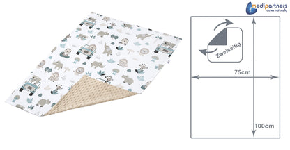Medi Partners Babydecken Baby 100% Baumwolle Krabbeldecke Babydecke 75x100cm doppelseitig Kinderbett Minky Kuscheldecke Kinderwagen (REH mit grauem Minky)