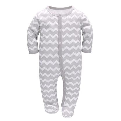 3PCS Baby Schlafstrampler Babychlafanzug Babyschlafsack Baumwolle mit Füßen mit knöpfen Gr. 56 62 68 für Junge Mädchen Neugborenen