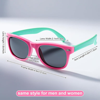 Utensilsto Pack of 3 Children's Polarised Flexible Sunglasses Silicone Frame Sunglasses for Boys Girls 2-12 Years (Pink+Red)