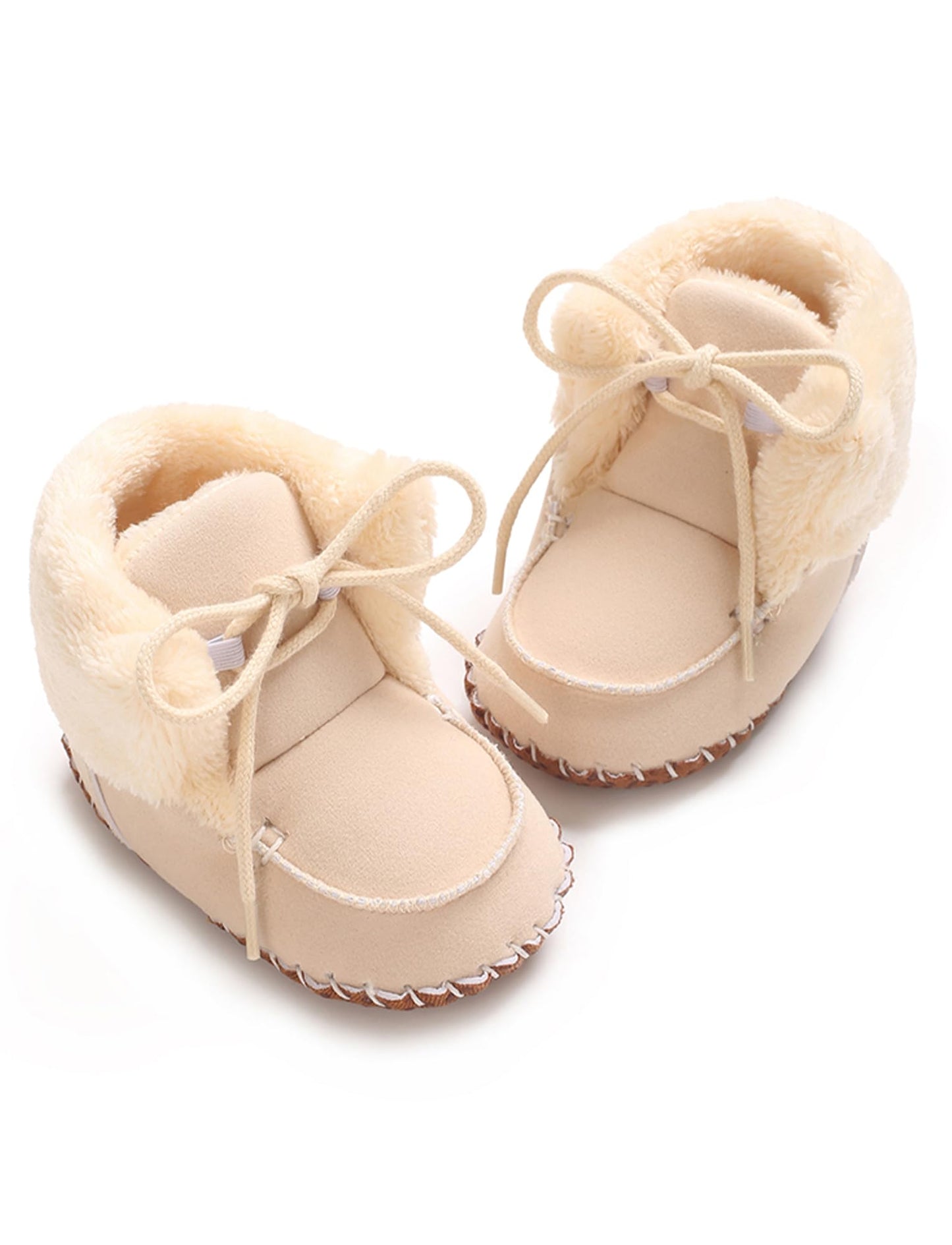 Adigau Baby Boys Girls Winter Boots Soft Sole Warm Boots Lace Flat Prewalker Snow Boots 0-18 Months