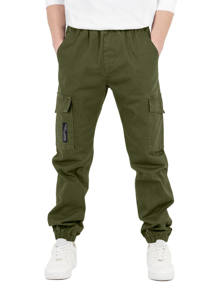 CAMLAKEE Kinder Jungen Cargohose Jogger Hose mit elastischem Bund