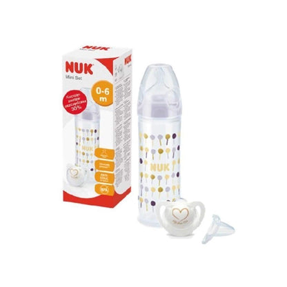 NUK Mini Set Classic Feeding Bottle 250ml & Genius Silicon Soother 0-6m