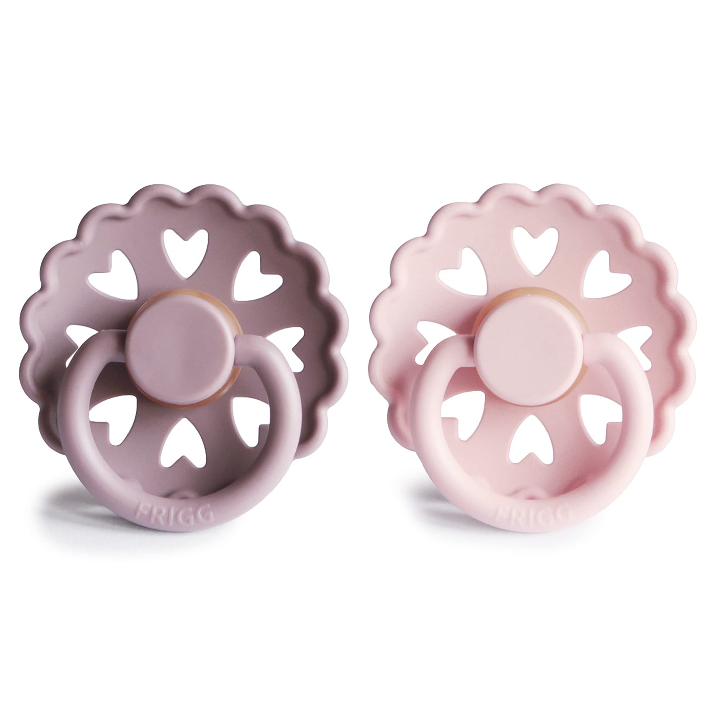 FRIGG Fairytale Schnuller 2 Packung | Latex Schnuller | BPA-Frei | Hergestellt in Dänemark | Symmetrischer Sauger in Kirschform (Twilight Mauve/Primrose, Größe 1 (0-6 Monate))