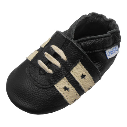 YIHAKIDS Krabbelschuhe Baby Lauflernschuhe Jungen Mädchen Weicher Leder Babyhausschuhe Kleinkind rutschfeste Lederschuhe mit Gummisohle für Baby 6-12 Monate 12-18 Monate 18-24 Monate