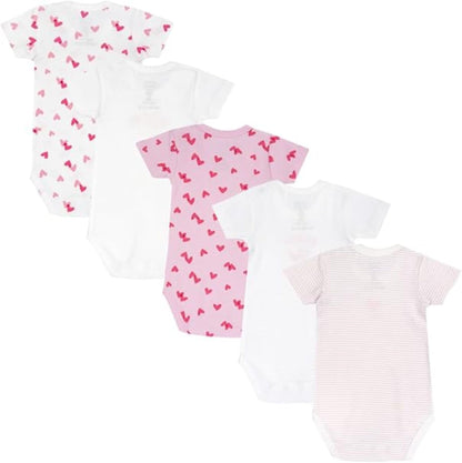 Chicco, Body für Neugeborene, Set aus 5 Kurzarm-Bodys aus 100% Baumwolle, Baby Jungen und Mädchen 0-24 Monate, Designed in Italy