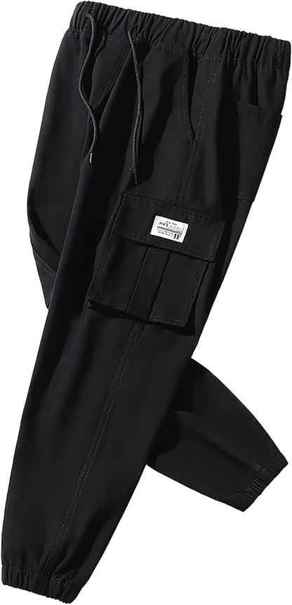 Deekynoop Children's Cargo Trousers Boys Twil Cargo Jogging Bottoms with Elastic Waistband