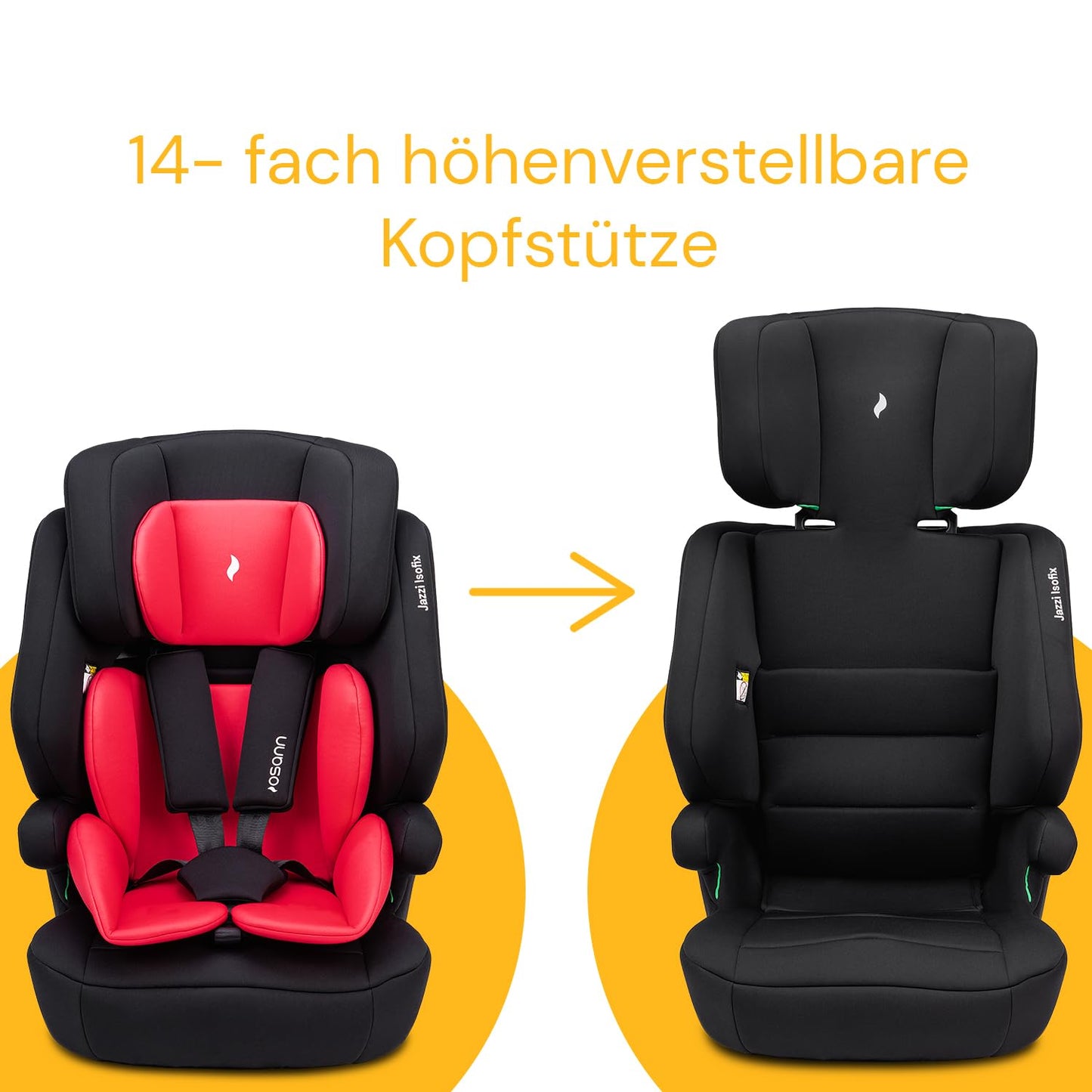 Osann Jazzi Isofix – Der sichere Kindersitz ab 1 Jahr (76–150 cm), mitwachsend mit Isofix & Top-Tether, Schutz & Geborgenheit auf jeder Fahrt - Sunset - Meloni2