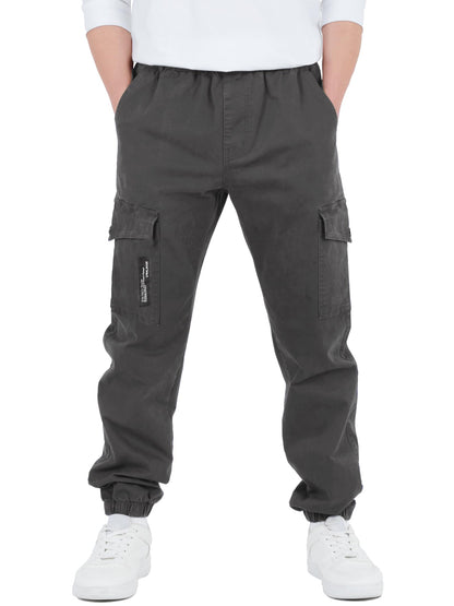 CAMLAKEE Kinder Jungen Cargohose Jogger Hose mit elastischem Bund