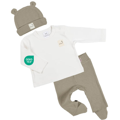 Clinotest Baby Romper Set - 3-Piece Baby Clothes for Girls & Boys 0-6 Months - Hat, Shirt, Trousers - Soft Cotton, Elastic Waistband, Breathable - Perfect for Newborns & Toddlers