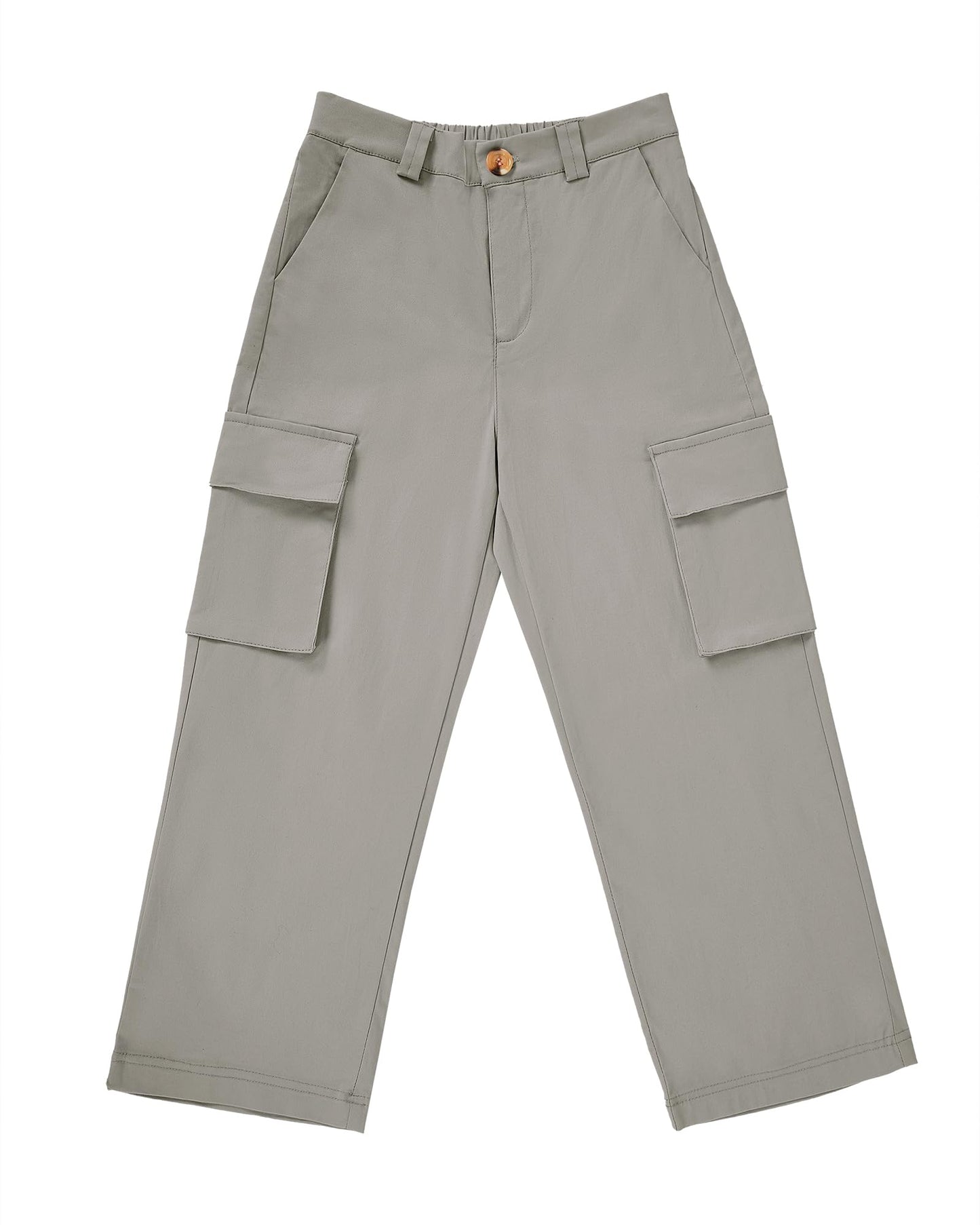 Haloumoning Mädchen Cargohose Baumwoll Y2K Baggy Cargo Hose Kinder Straight Leg Hohe Taille Jogginghose Casual Outdoorhose mit Elastische Taille und Taschen