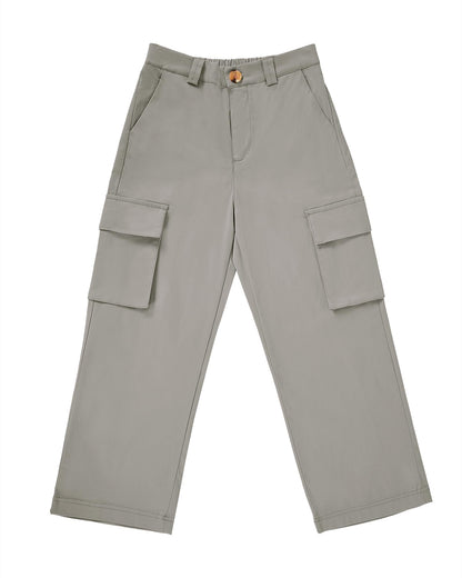 Haloumoning Mädchen Cargohose Baumwoll Y2K Baggy Cargo Hose Kinder Straight Leg Hohe Taille Jogginghose Casual Outdoorhose mit Elastische Taille und Taschen