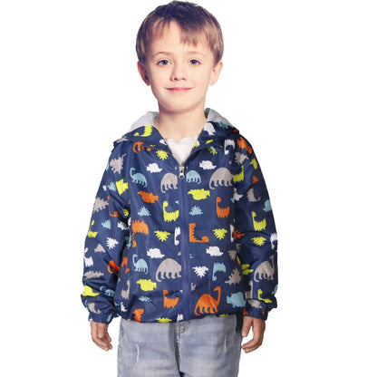 JinBei Jacke Baby Junge Kinder Jacken Kapuzen Sweatjacke Kapuzenjacke Cartoon Aufdruck Jungen Winddicht Mantel Windjacke Übergangsjack Frühling Herbst Outwear Softshelljacke 1-7 Jahre