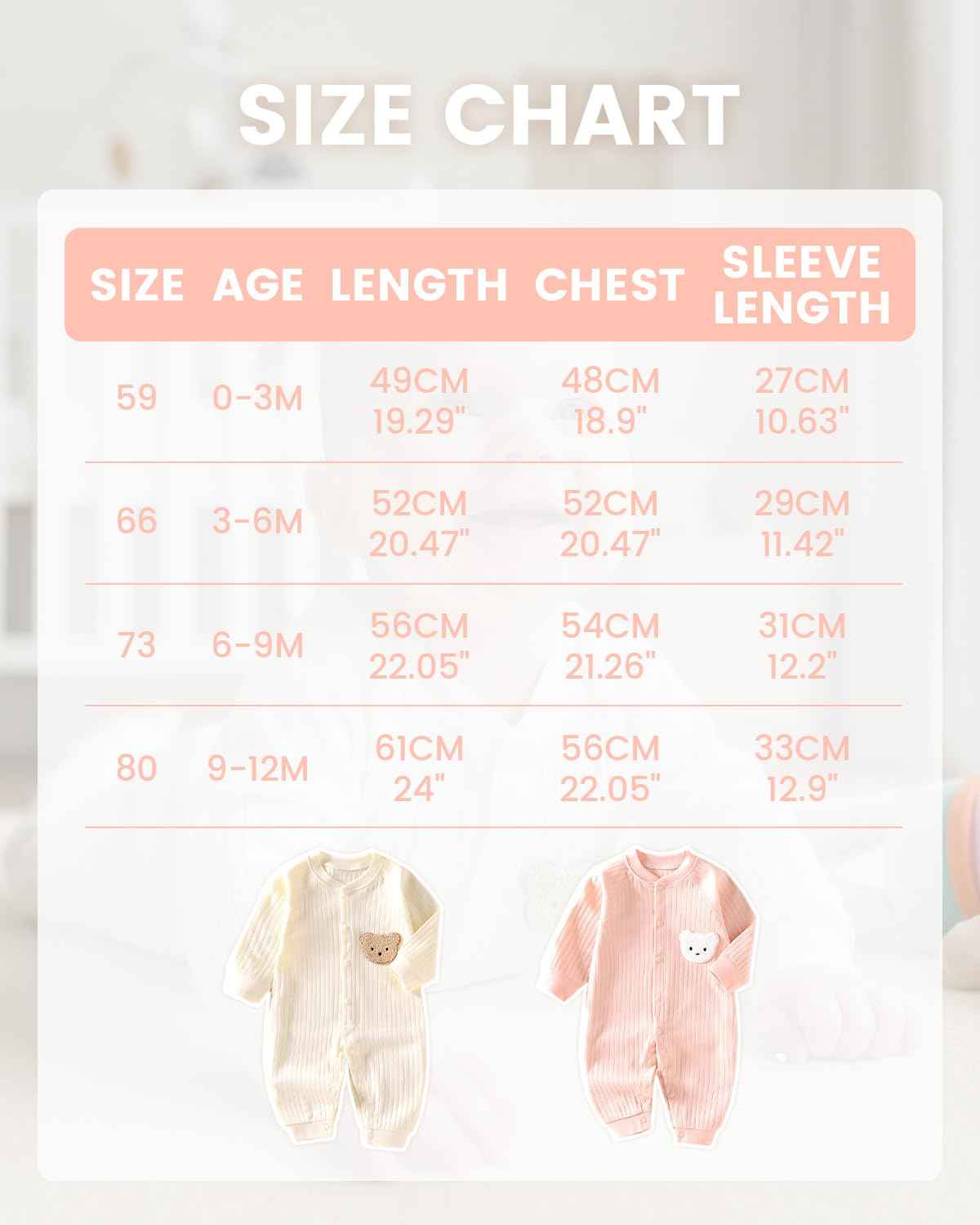 WYTbaby Baby Strampler Neugeborene Baumwolle Jumpsuit 2er-Pack Langarm Einteiligen Overall Kleidung für Baby Junge und Mädchen 0-12 Monate