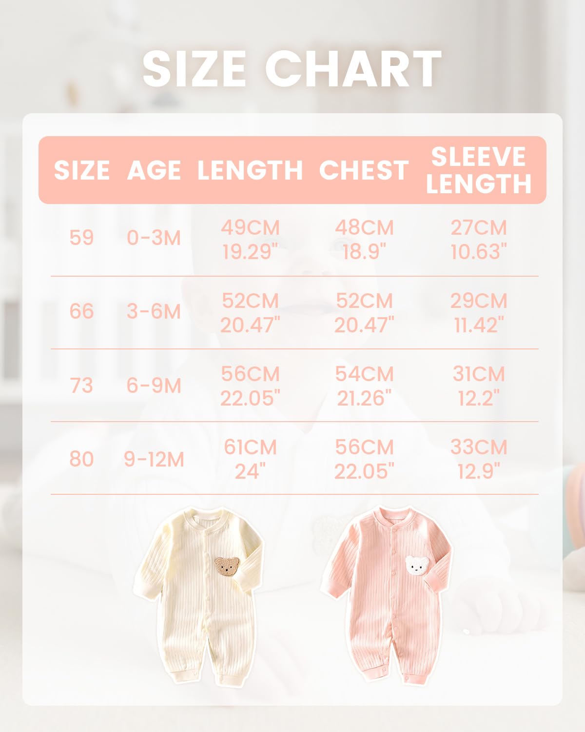 Baby Strampler Neugeborene Baumwolle Jumpsuit 2er-Pack Langarm Einteiligen Overall Kleidung für Baby Junge und Mädchen 0-12 Monate