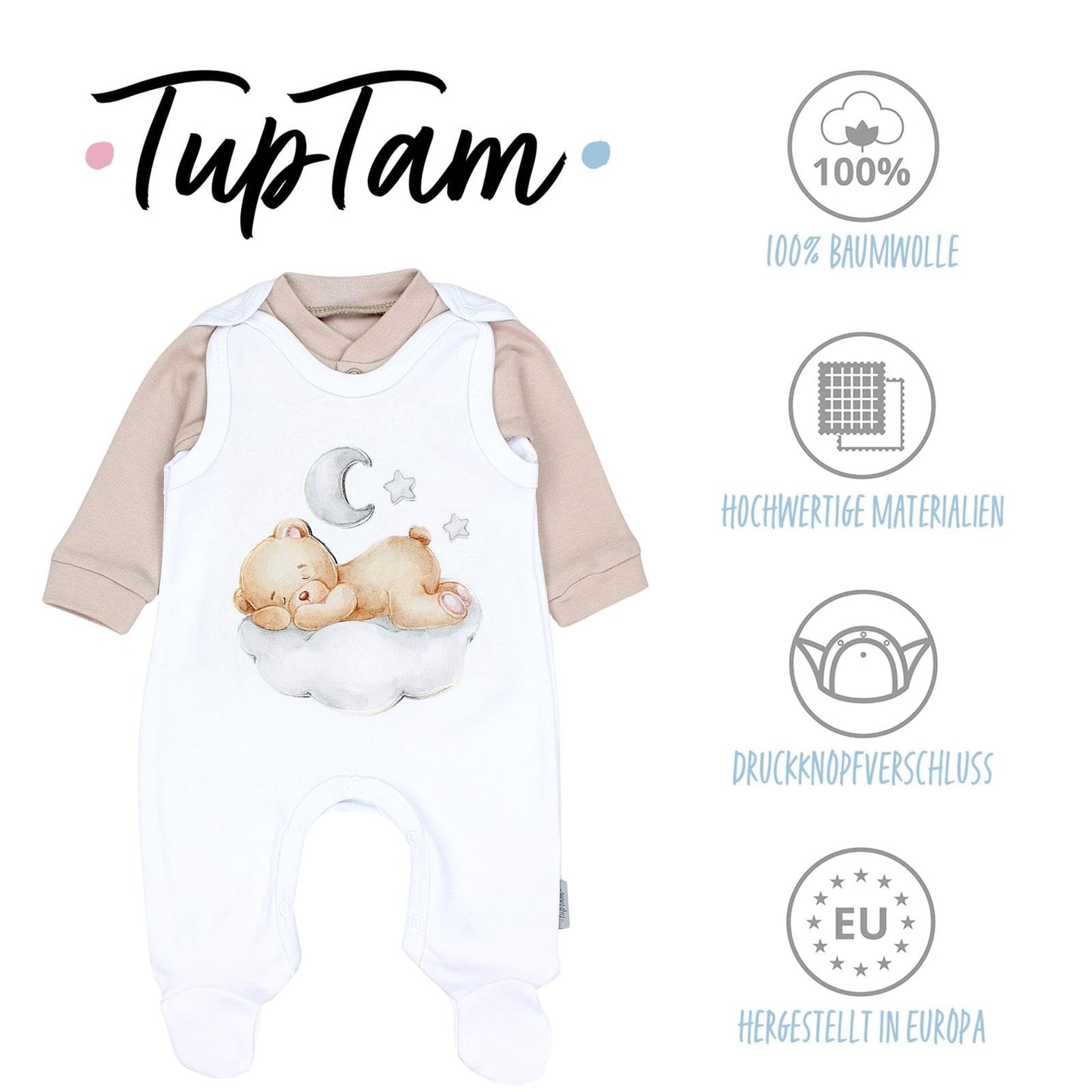 TupTam Baby Unisex Strampler Set mit bedrucktem Spruch, 2er-Pack