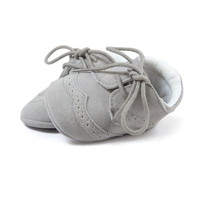 ESTAMICO Babyschuhe für Jungen – PU Schnürsenkel Lauflernschuhe Kleinkind Sneaker Grau 6-12 Monate