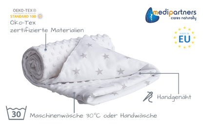 Medi Partners Babydecken Baby 100% Baumwolle Krabbeldecke Babydecke 75x100cm doppelseitig Kinderbett Minky Kuscheldecke Kinderwagen (REH mit grauem Minky)