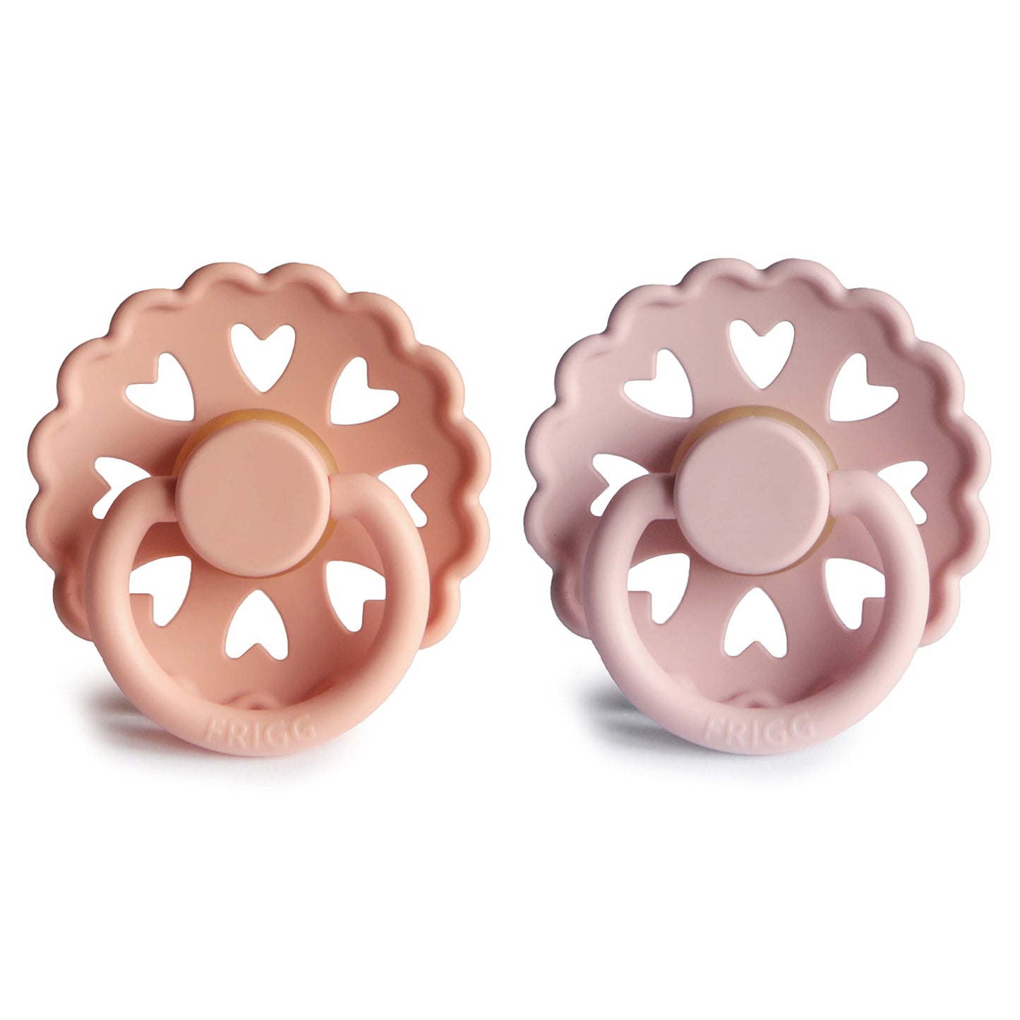 FRIGG Fairytale Schnuller 2 Packung | Latex Schnuller | BPA-Frei | Hergestellt in Dänemark | Symmetrischer Sauger in Kirschform (Twilight Mauve/Primrose, Größe 1 (0-6 Monate))