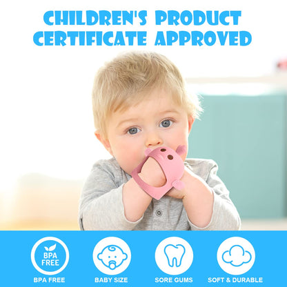 Vicloon Baby Beißhandschuhe mit Beißring Spielzeug, Weicher Beissring Baby,BPA Frei,Beruhigen Sie wundes Zahnfleisch,Handschuhe Beißring Spielzeug für 0-6 Monate Baby-Blau