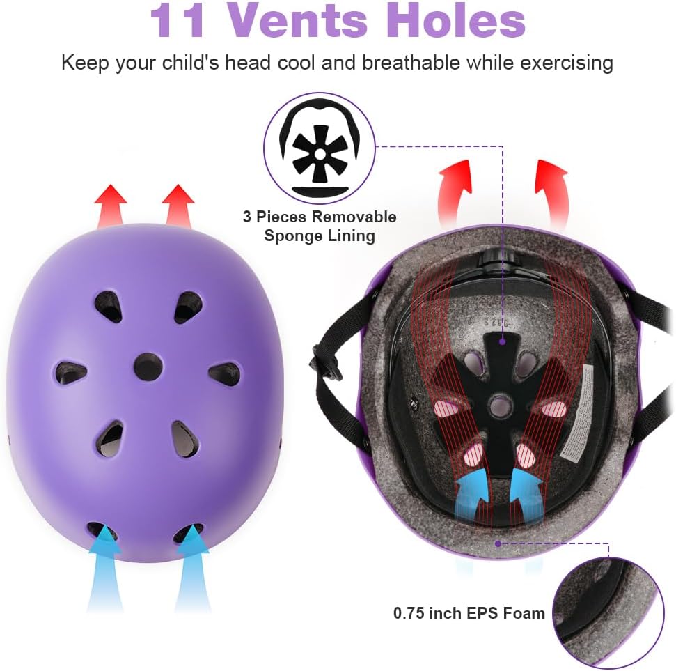 Flintronic Children's Bicycle Helmet, Children's Helmet, Bicycle Helmet for Children, Adjustable Skateboard Helmet for Bicycle, Skateboard, Scooter, Skating, Scooter, BMX for 2-13 Years
