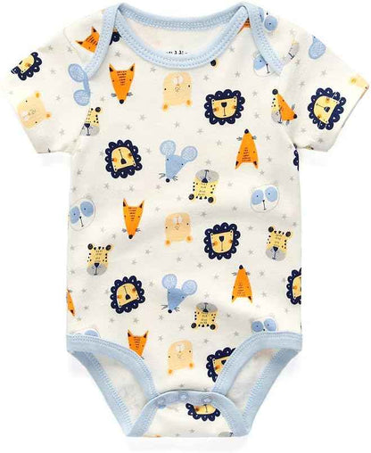 Kiddiezoom Baby Boys Pack of 3 Short-Sleeved Bodysuit Organic Onesies
