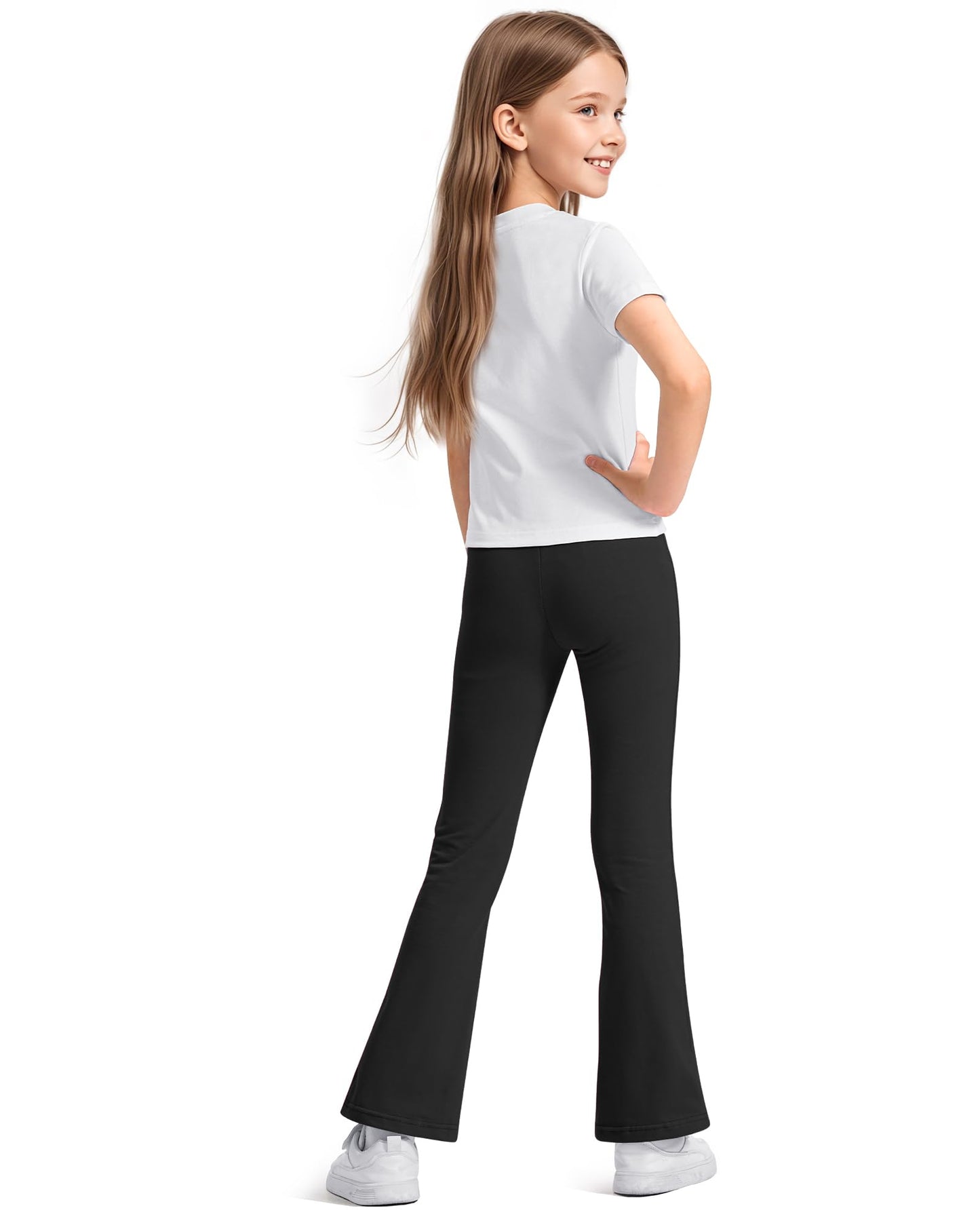 KEREDA Pack of 3 Flared Girls' Leggings Flared Children's Long Dance Trousers Cotton Leggings 116-164