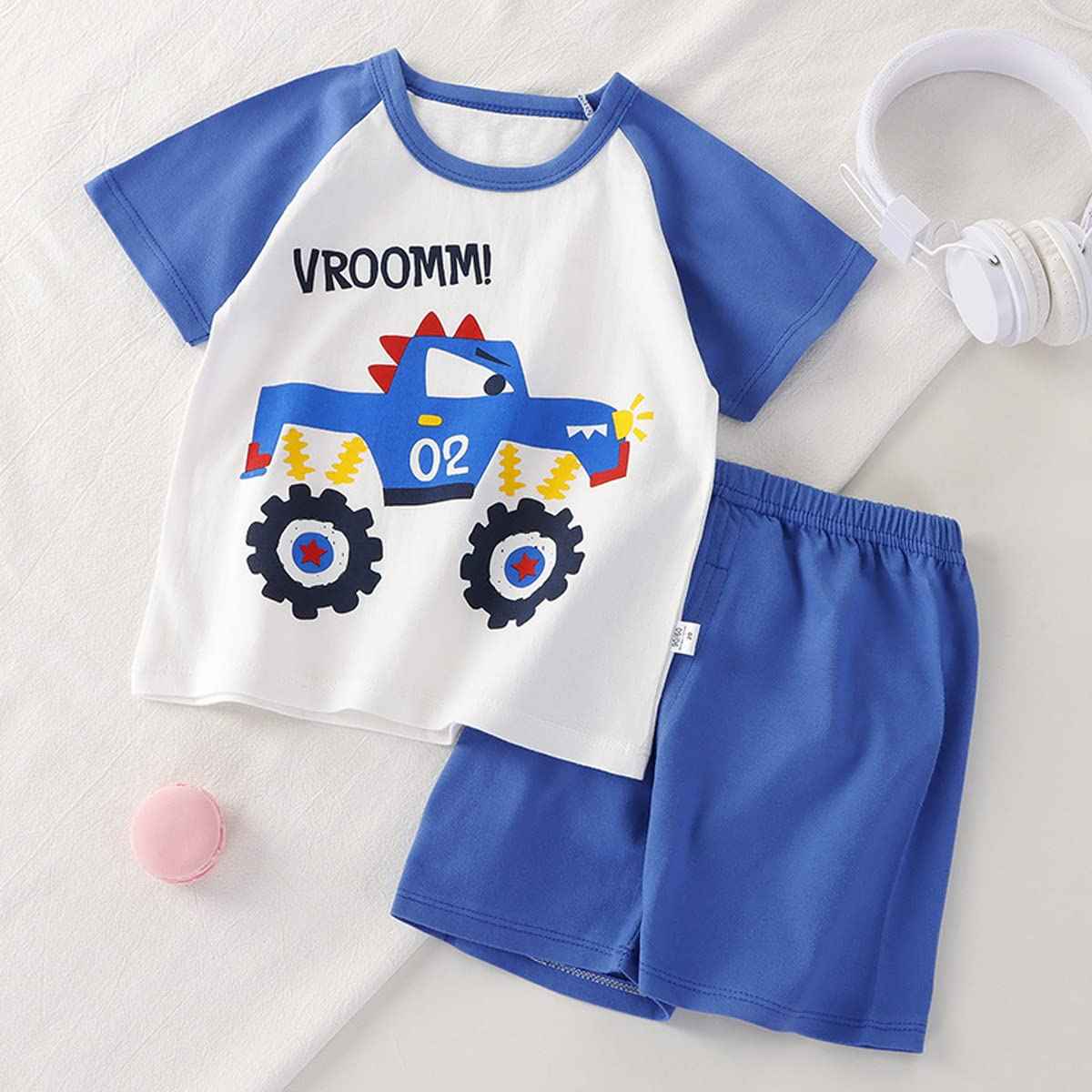 Baby Kleinkind Jungen 4 Stück T-Shirts und Shorts Dinosaurier Tops & Shorts Sommer Outfits