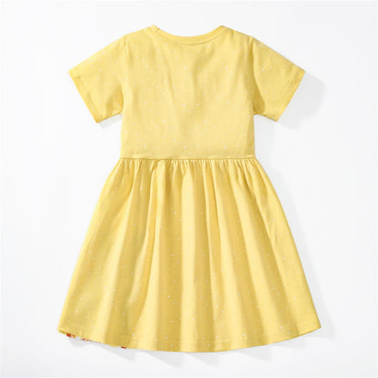Kleinkind Mädchen Kurze Ärmel Ostern Kleid Baumwolle lässig Jersey Shirt Playwear Applique Kleid