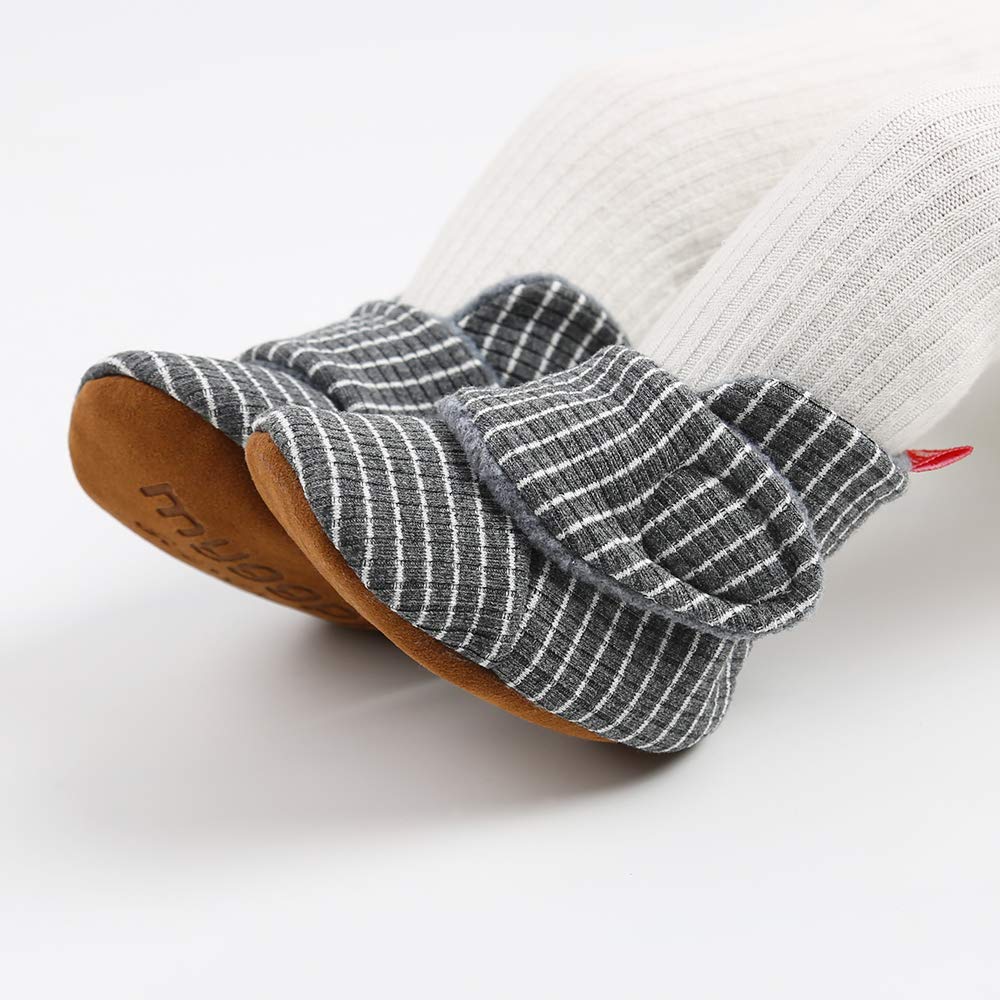 Sehfupoye Toddler Baby Boys Girls Cotton Booties Shoes Striped Soft Sole Newborn First Hiking Shoes Warm Fleece Boots 0-18M