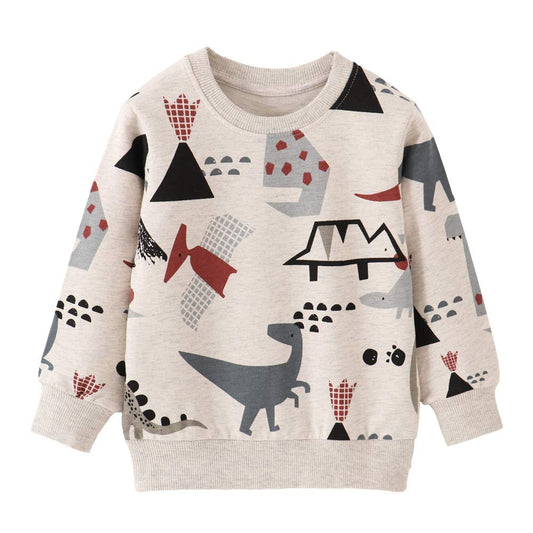 EULLA Children's Boys' Pullover Sweatshirt Long Sleeve Cotton Dinosaur Excavator Tractor Planets Winter Tops 1-7 Years 92 98 104 110 116 122