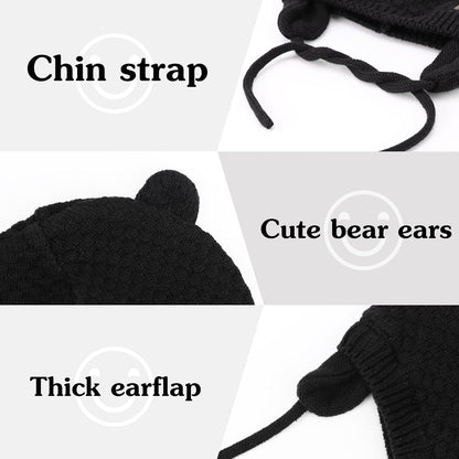 DRESHOW Unisex Baby Mütze Süßer Bär Kleinkind Earflap Beanie Warm für Herbst Wintermütze