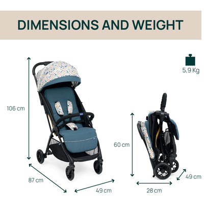 Chicco, Glee Pushchair from 0 Months to 4 Years with Automatic and Compact Closure, Extendable Hood with SPF 50+ and Rain Cover, 3-Level Adjustable Backrest, Leg Rest