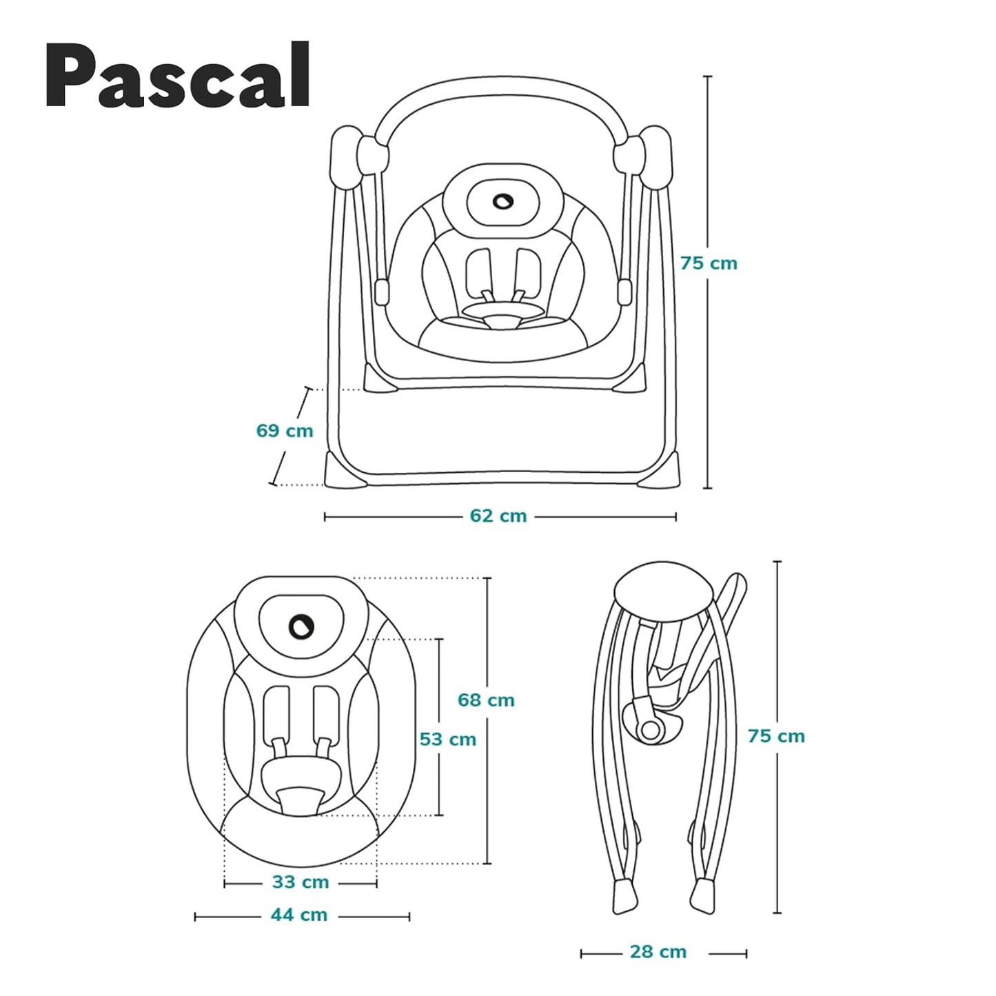 LIONELO Pascal Baby Wippe, sanfte Vibrationen, 5 Melodien, Spielzeugkarussell mit interaktiven Plüschtieren, Kopfkissen, verstellbare Rückenlehne, Energiesparsystem (GREY SCANDI)