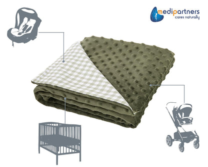 Medi Partners Babydecken Baby 100% Baumwolle Krabbeldecke Babydecke 75x100cm doppelseitig Kinderbett Minky Kuscheldecke Kinderwagen (REH mit grauem Minky)