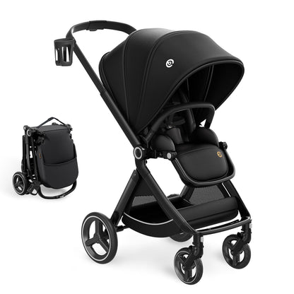 ELITTLE EMU Gegen Fahrtrichtung Buggy Kinderwagen Faltbar kompakter Baby Buggy Schwarz Wendesitz Kinderwagen mit Liegefunktion für Klein von 0 bis 3 Jahre (0-25 kg)