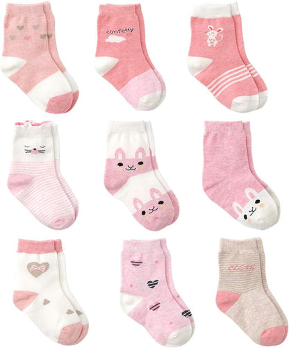 Rosa Baumwolle Baby Mädchen Socken,9 Paar Süß. Kleinkind Mä dchen Socken mit Griffen