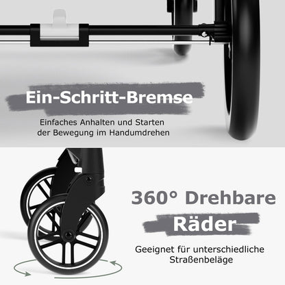 DREAMADE Kinderwagen klappbar, 3 in 1 Buggy mit umkehrbarem Sitz, Verdeck, Aufbewahrungskorb, Becherhalter & 5-Punkt-Sicherheitsgurt, Reisebuggy für Baby 0-6 Monate (Schwarz)