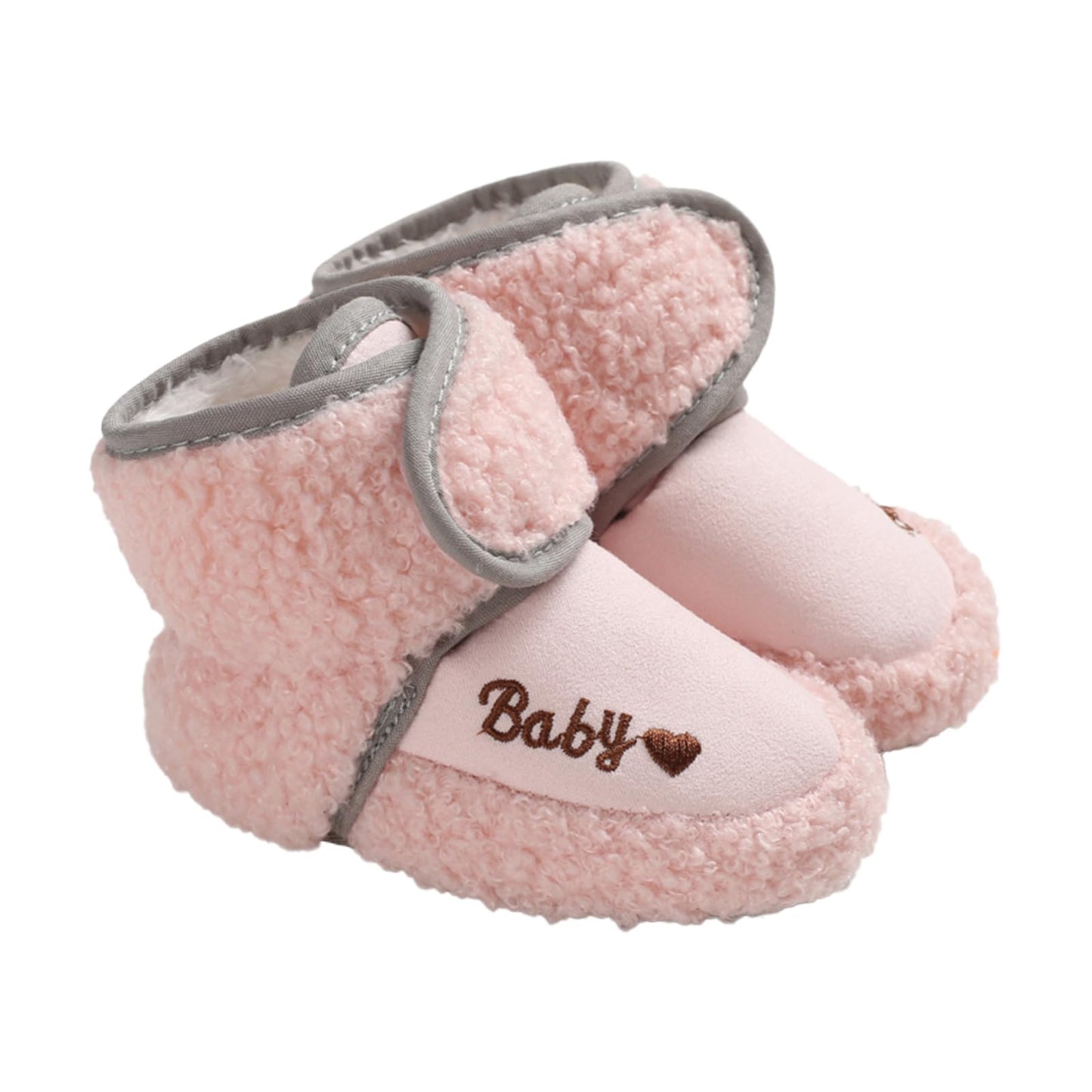 TMEOG Baby Winter Shoes Thermal Baby Shoes Crawling Shoes Fleece Baby Boots Non-Slip Warm Booties Baby Boots Lined Newborn Walk Shoes for Girls Boys 0-18 Months