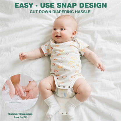Baby Bodysuit Kurzarm Unisex Baby Set Kurzarm Bodysuits aus 100% superweicher Baumwolle, Baby Body mit Press Nieten für Neugeborene Baby Jungen und Mädchen 0-3 m/3-6 m/6-9 m/9-12 m