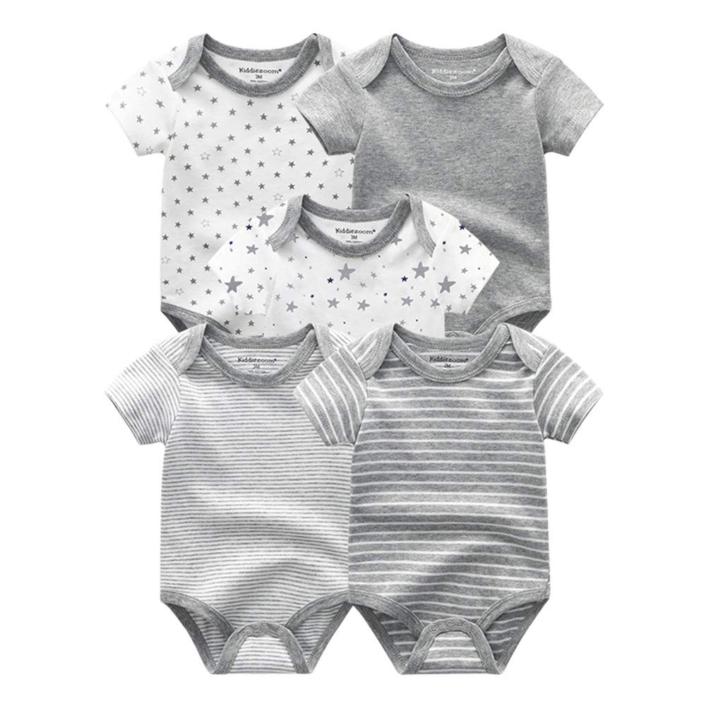 Kiddiezoom Baby-Body, Hose, Kleinkinder, Einteiler, Kleidung, Set, Outfits, für Jungen und Mädchen, Baumwollkappen, Kratzfäustlinge