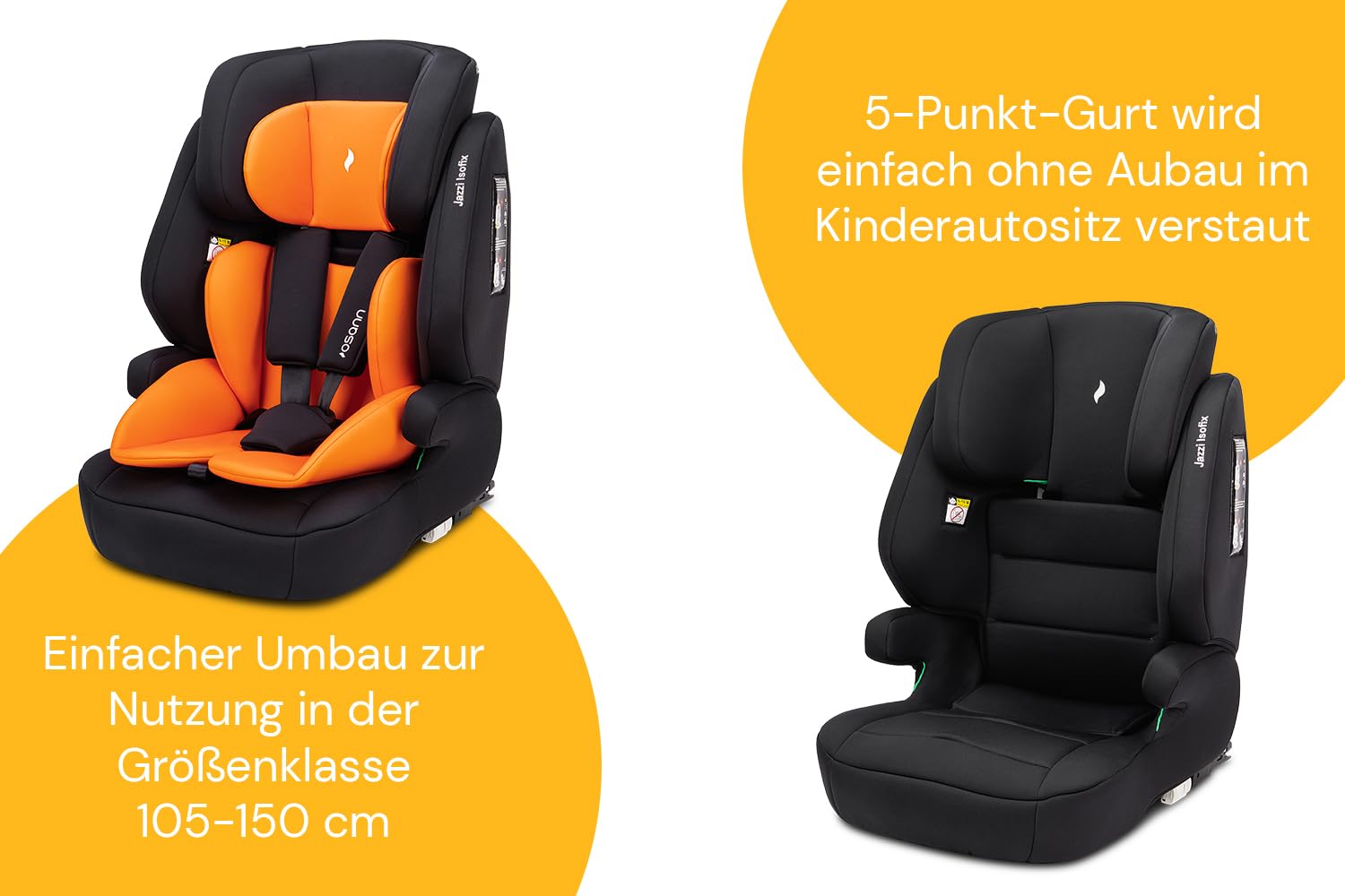 Osann Jazzi Isofix – Der sichere Kindersitz ab 1 Jahr (76–150 cm), mitwachsend mit Isofix & Top-Tether, Schutz & Geborgenheit auf jeder Fahrt - Sunset - Meloni2