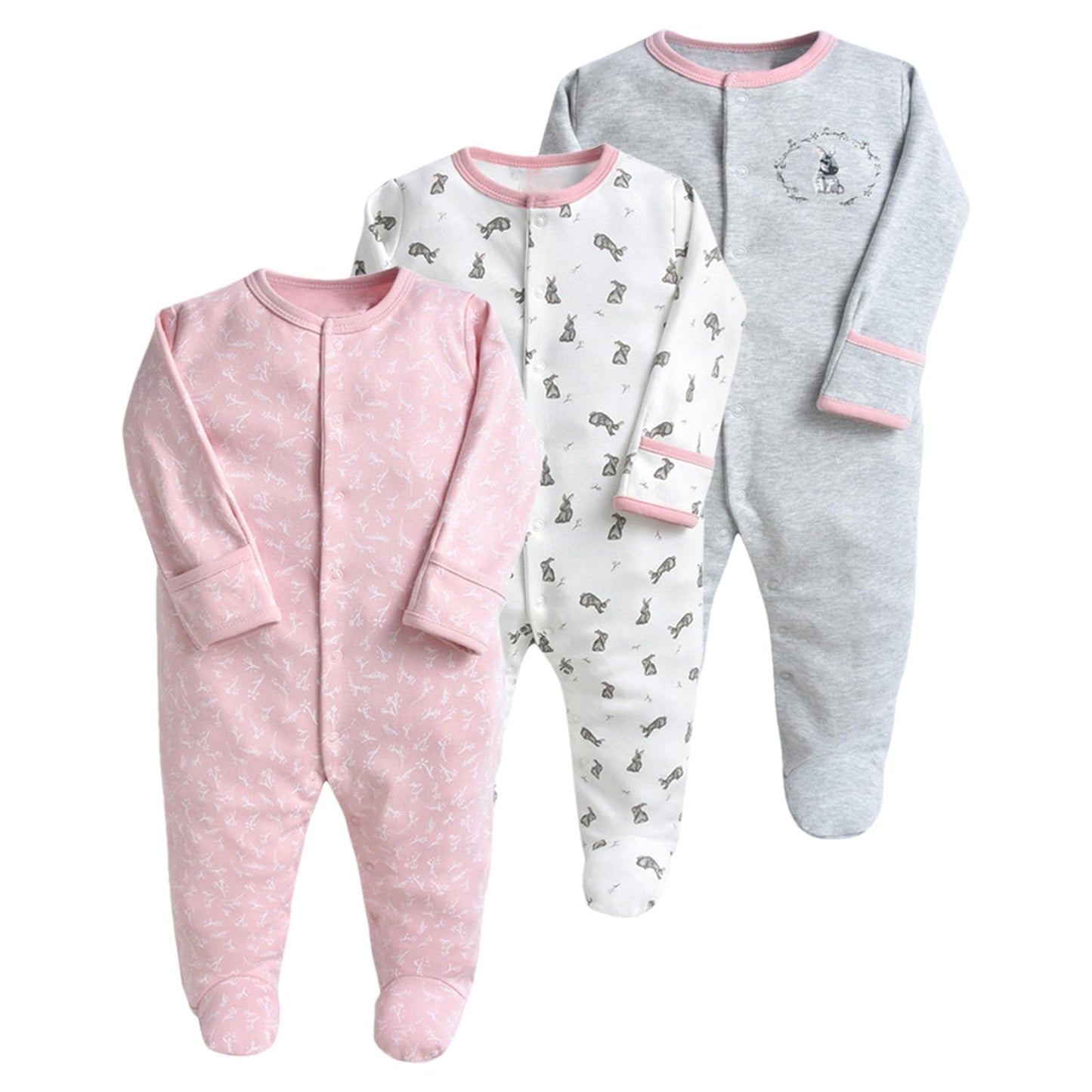 amropi Baby Mädchen Schlafstrampler 3er Pack Jungen Pyjamas Baumwolle Overalls Strampler für 0-12 Monate